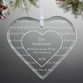 Engraved Christmas Ornaments - Hearts Come Home Glass Heart - 7937