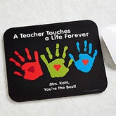 Personalized Teacher Mouse Pads - Kids Handprints - 8026