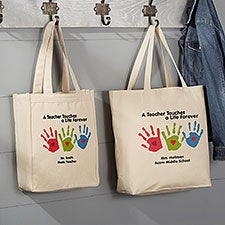 Personalized Teacher Tote Bags - Childrens Handprints - 8029