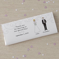 Personalized Bride & Groom Character Candy Bar Wrappers - 8034