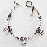Personalized Charm Bracelet - Joy, Sister, Love - 8251
