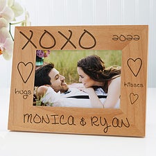 Personalized Wood Photo Frames - Hugs and Kisses Design - 8334