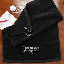 Embroidered Black Personalized Golf Towels - You Design It - 8594