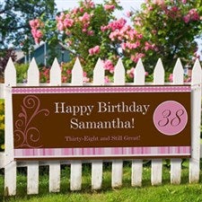 Personalized Birthday Banner - Womens Floral Design - 8640