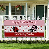 Personalized Birthday Party Banner - Ladybugs - 8662