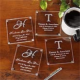 Personalized Business Address Glass Coasters - Set of 4 - 8798