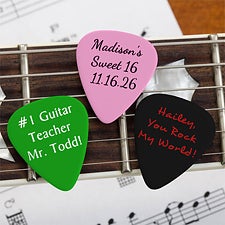 Personalized Guitar Picks - Custom Text  Color - 9054