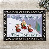 Personalized Holiday Doormats - Sledding Family - 9184