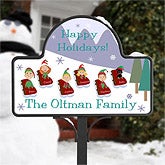 Personalized Christmas Yard Stake - Sledding Family - 9187