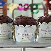 Personalized Birthday Cupcake Wrappers - Birthday Boy - 9221