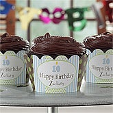 Personalized Birthday Cupcake Wrappers - Birthday Boy - 9221