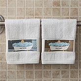 Personalized Hand Towels - Bathtub Family Characters - 9490