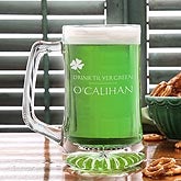 St Patrick's Day Personalized Beer Mug - Drink Til Yer Green - 9667