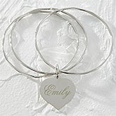 Personalized Silver Heart Bangle Bracelet - 9850