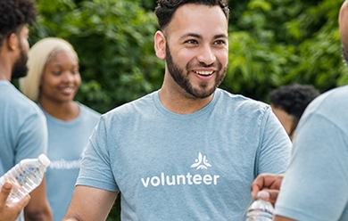 male wearing volunteer tshirt