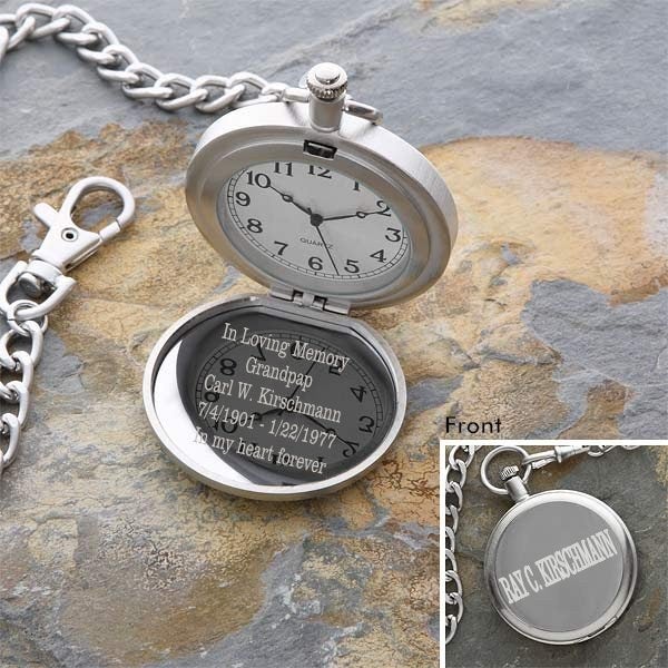 In Memory Engraved Silver Pocket Watch