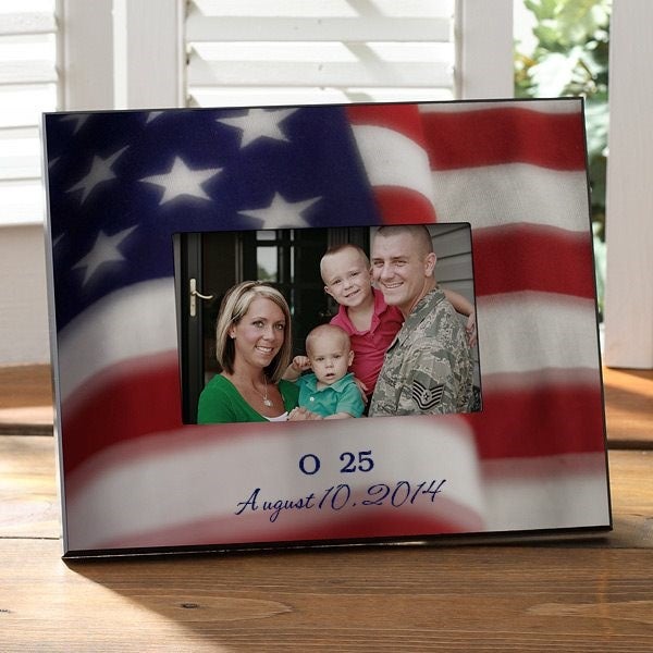 American Flag Personalized Picture Frame - 5x7 Wall