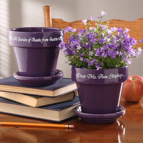 Personalized Flower Pots For Teachers - Purple