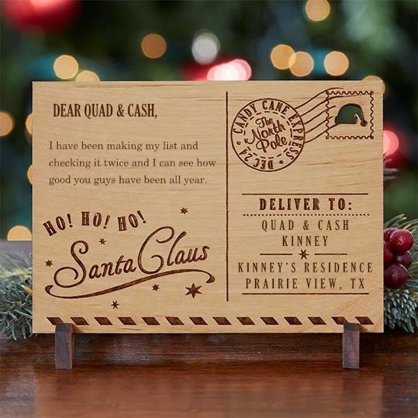 Personalized Wood Postcard From Santa