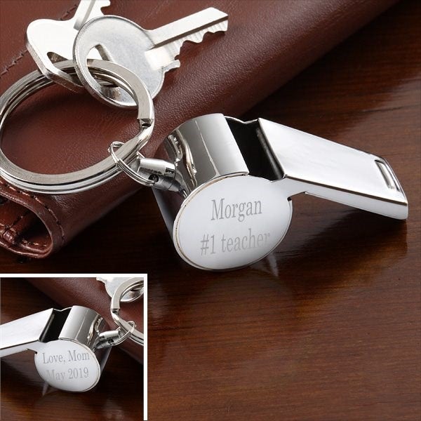 Stainless Steel Personalized Whistle Keychain