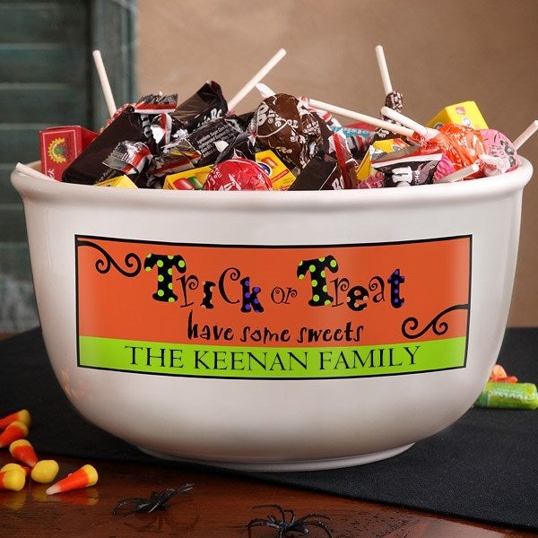 Personalized Halloween Candy Bowl - Trick or Treat Sweets Personalized Halloween Candy Bowl - Trick or Treat Sweets