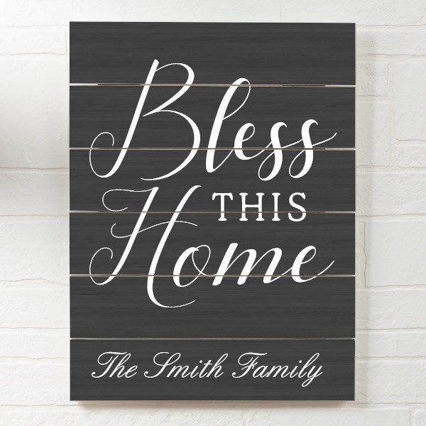 Bless This House 16x20 Personalized Wood Plank Sign