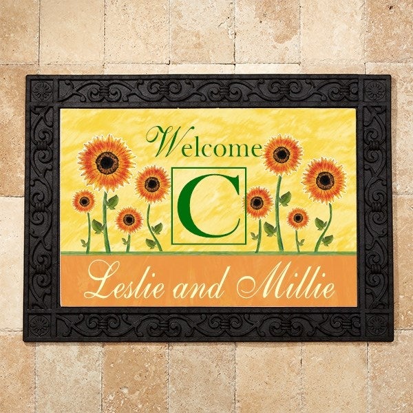 Personalized Sunflower Doormat - 20x35