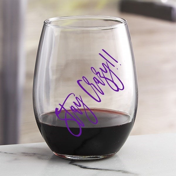 Personalized Vinyl Rose Wine Glasses