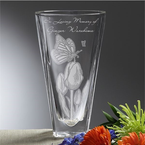  フラワーベース　ヴェラウォン　コレクション　クリスタル　母の日 Springtime Mother's Day Etched Crystal Vase