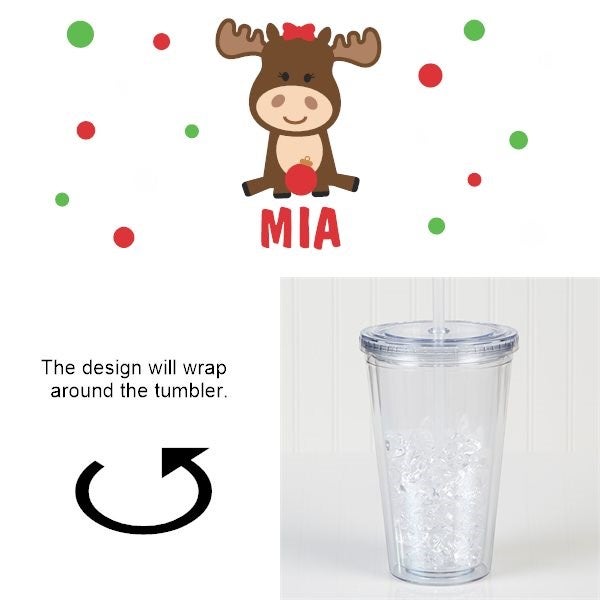 Christmas Moose Personalized 17 oz. Insulated Acrylic Tumbler