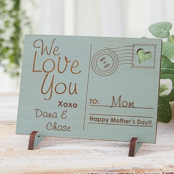 Personalized Wood Postcard - Sending Love To Mom