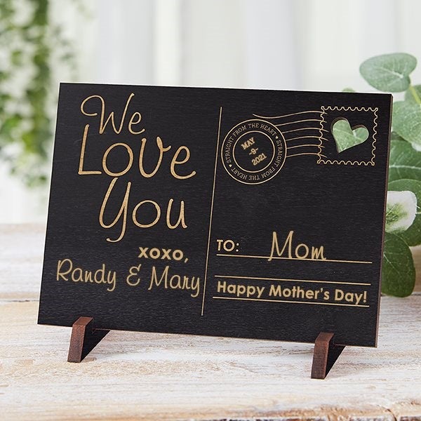 Sending Love To Mom Personalized Red Wood Postcard