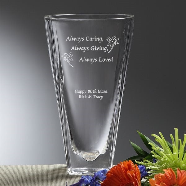 Engraved Crystal Flower Vase - Always Loved