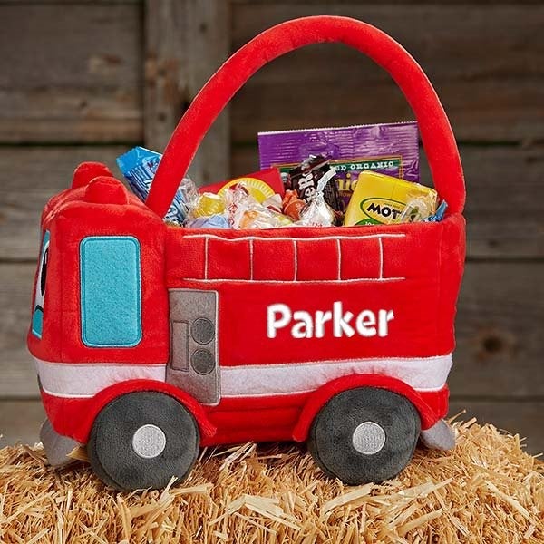 Fire Truck Personalized Plush Halloween Treat Bag