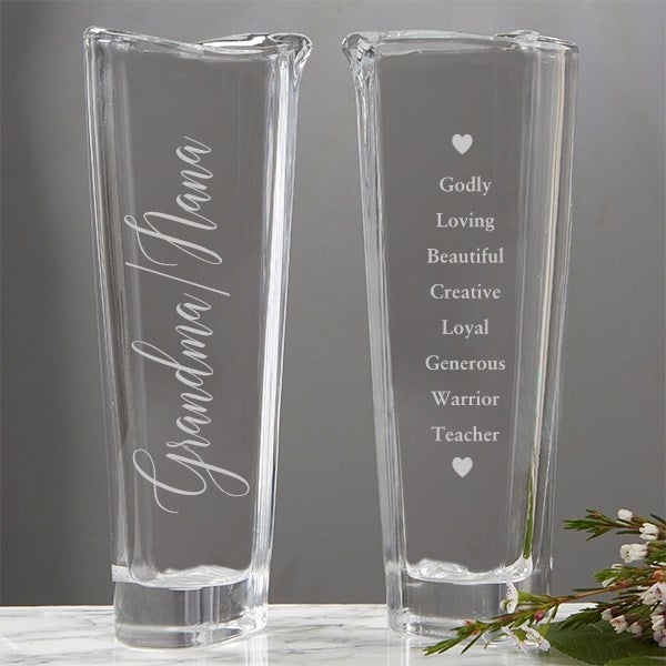 Engraved Orrefors Heart Vase For Grandma