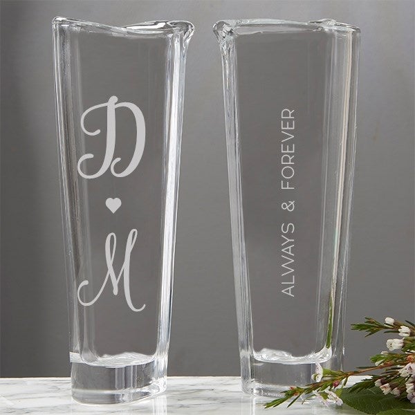 Engraved Crystal Vase - Orrefors Romantic Heart Bud Vase