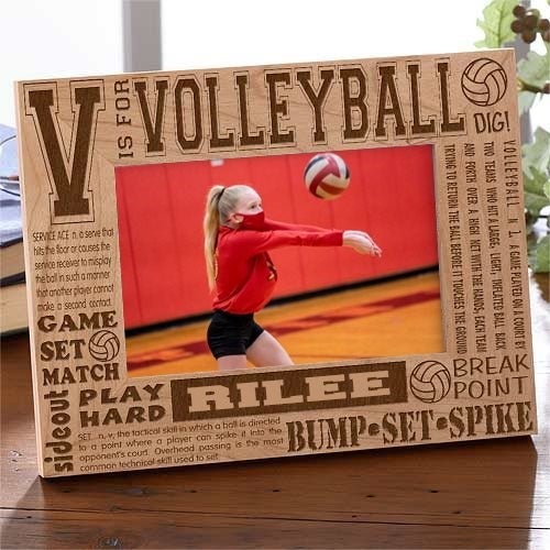 V is for Volleyball Personalized Picture Frame 4x6