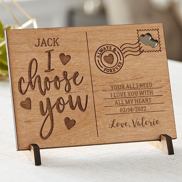 I Choose You Personalized Wooden Postcards