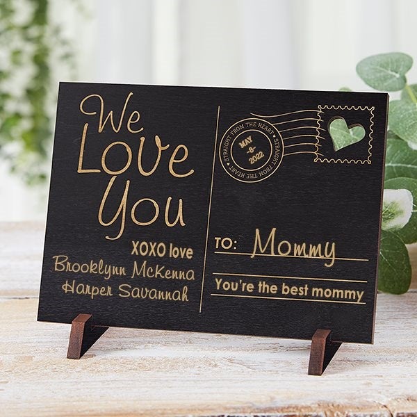 Sending Love To Mom Personalized Red Wood Postcard