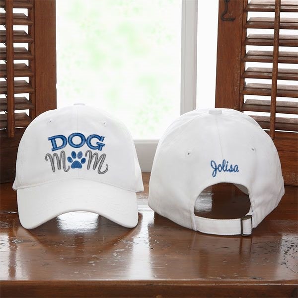 Dog Mom Personalized White Baseball Cap