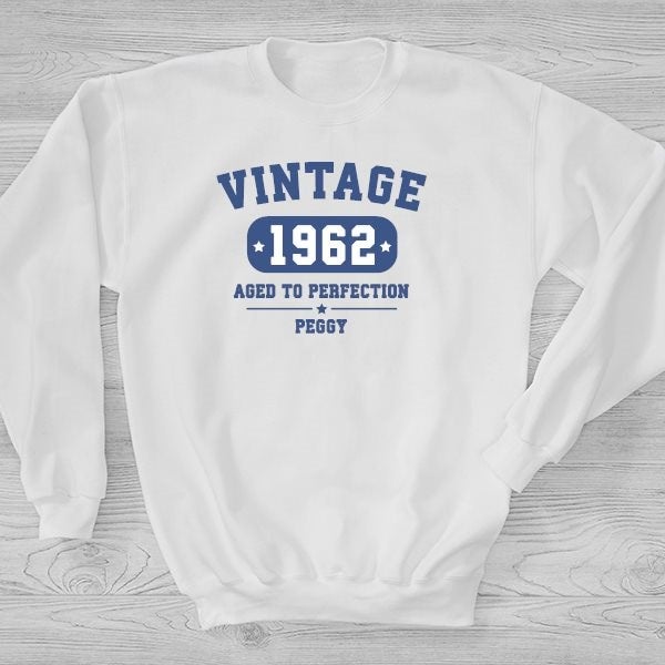 Vintage Birthday Personalized Hanes Adult Crewneck Sweatshirt