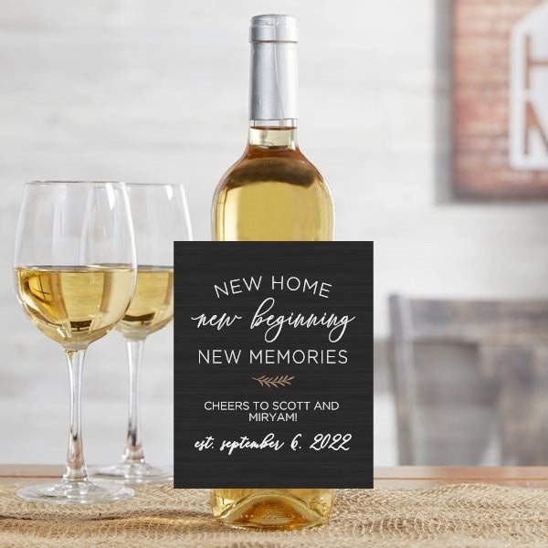 New Home Milestones Wine Bottle Labels – Set Of 6, Housewarming Gift, Waterproof Vinyl, Peel & Stick