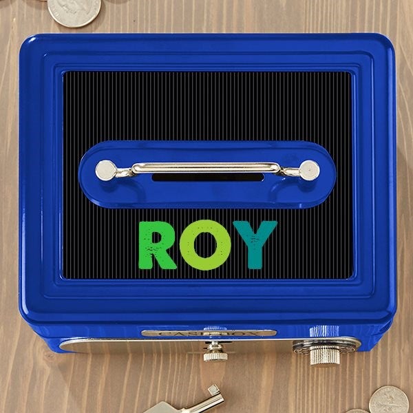 All Mine! Personalized Cash Box - Blue