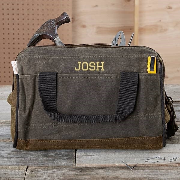 売切商品【定価3万円】small stuff CANVAS CARRY BAG Embroidered Olive Waxed Canvas Tool Bag