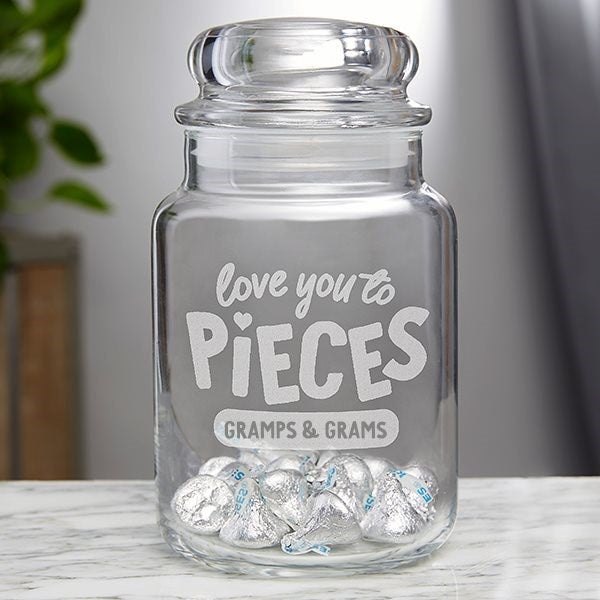 Love You to Pieces Engraved Glass Candy Jar