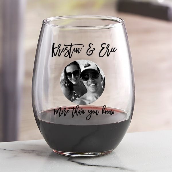 Photo Message For Couple Personalized Wine Glasses