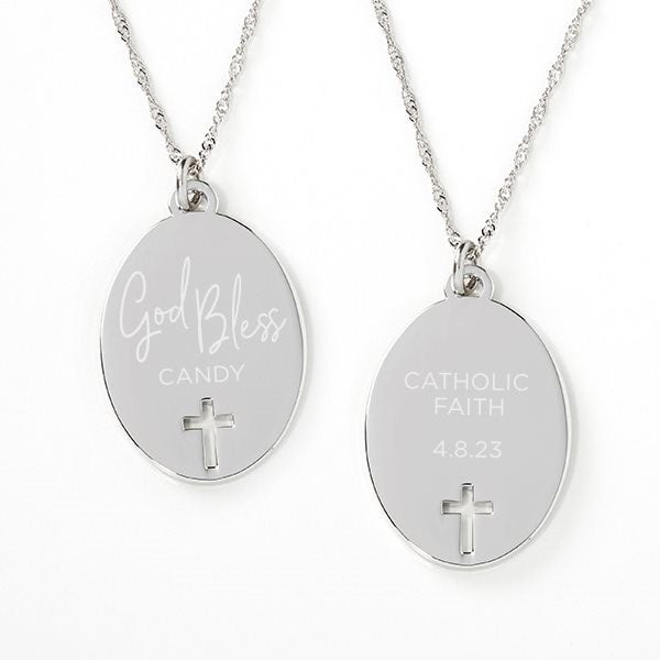 God Bless Personalized Pendant Necklace