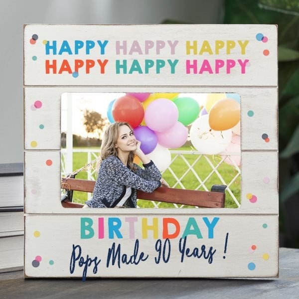 Happy Happy Birthday Personalized Shiplap Frame - 5x7 Horizontal