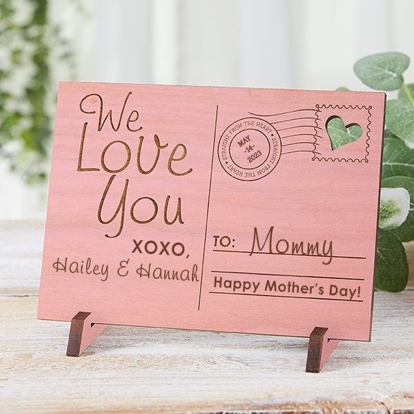 Personalized Wood Postcard - Sending Love To Mom