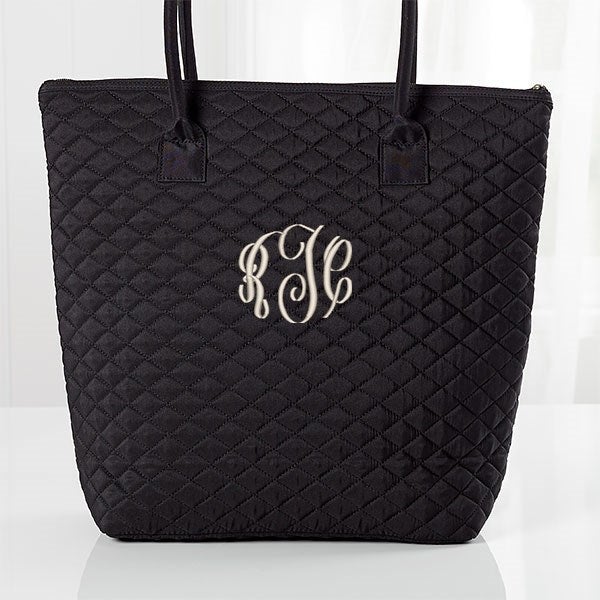 Embroidered Quilted Shoulder Bag - Name